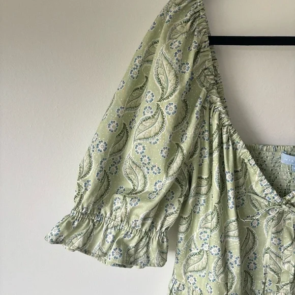 Hill House Home Ophelia Dress Eucalyptus Floral Green Midi Dress  Cottagecore - threedaughtersproperties.com